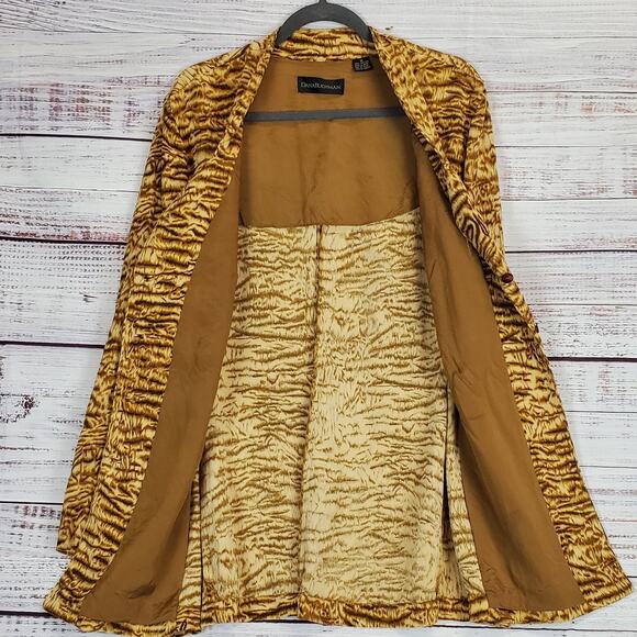 Dana Buchman Silk Cheetah Blouse 18 Button Front Sweetheart Animal Print 80's - Picture 4 of 10